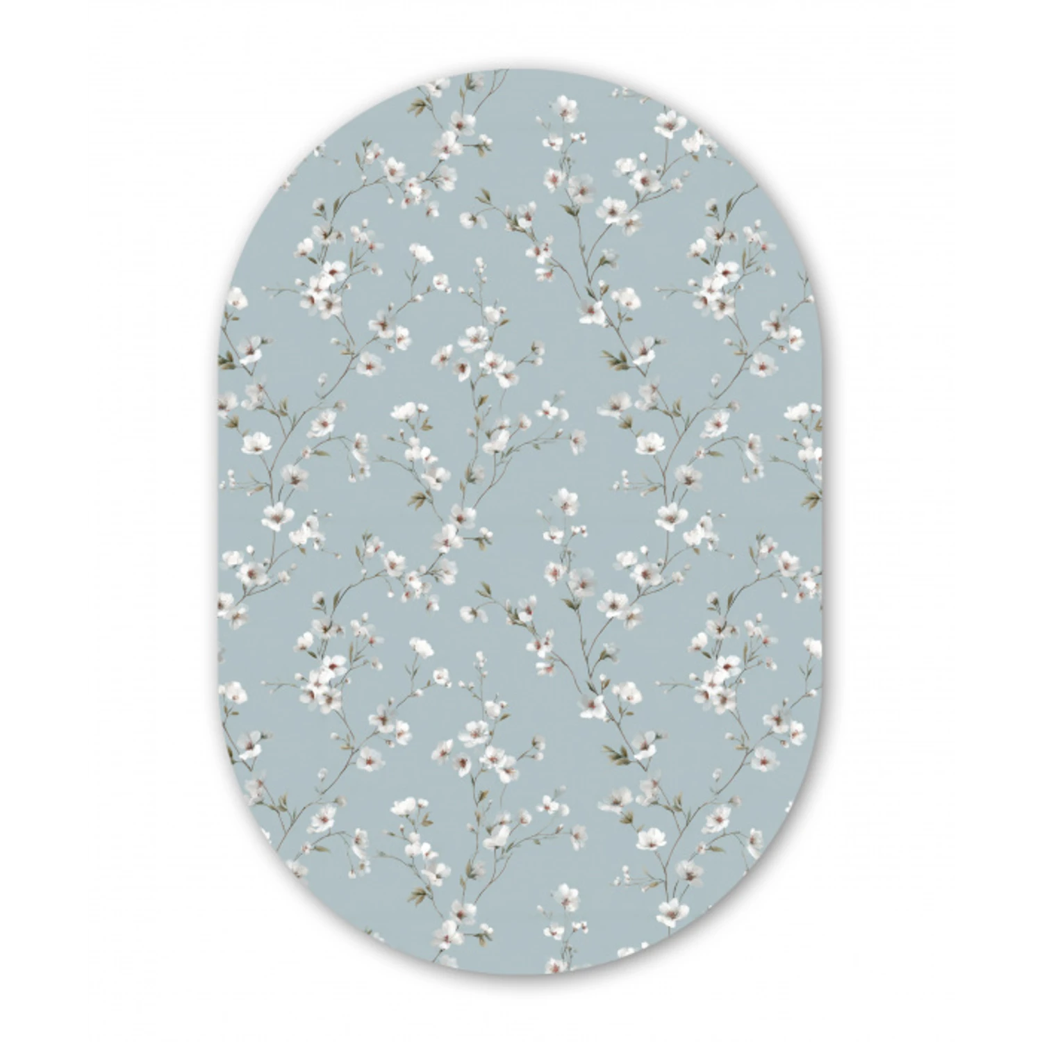 Klassiek - Bloemen - Blauw Wandcirkel Ovaal Aluminium middel 839 -3d