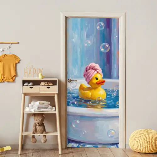 Creatief - Badeend - Kleurrijk deurposter klein -sfeer4
