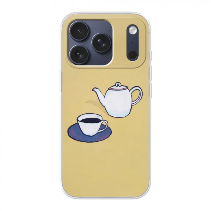 Theepot - Kopje - Beige - Illustratie Telefoonhoesje iPhone 17 Pro klein -3d