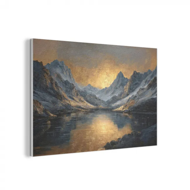 Akoestisch schilderij - Berglandschap met Gouden Zonsondergang