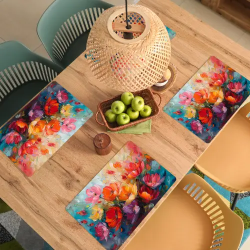 Bloemen - Kleurrijk - Verf - Abstract - Kunst Placemat vinyl groot -zzsfeer5_Kitchenyeah-website