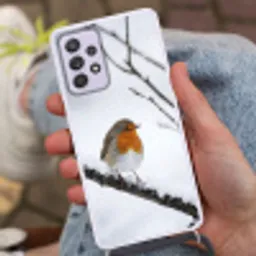 Roodborstje - Tak - Sneeuw - Winter - Levendig Hoesje Samsung Galaxy A52 5G met koord klein -sfeer3