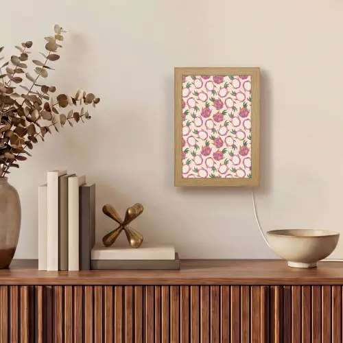 Drakenfruit - Patroon - Roze Light Box met kabel (Tafellamp) klein 925 -sfeer2