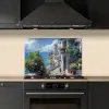 Huizen - Zee - Bomen - Bloemen keuken achterwand spatscherm klein -sfeer1