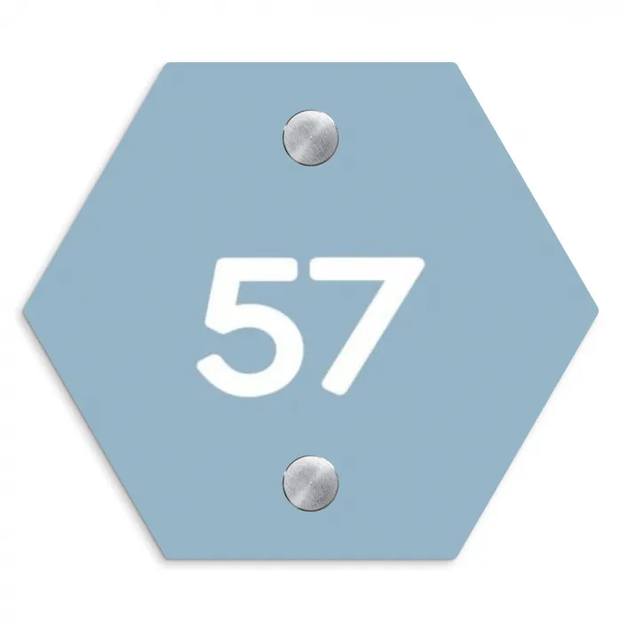 Effen - Lichtblauw - Traditioneel Naambord Hexagon klein -3d