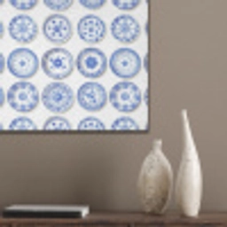 Borden - Bloemen - Patroon - Blauw PET vilt klein 837 -sfeer6_closeup
