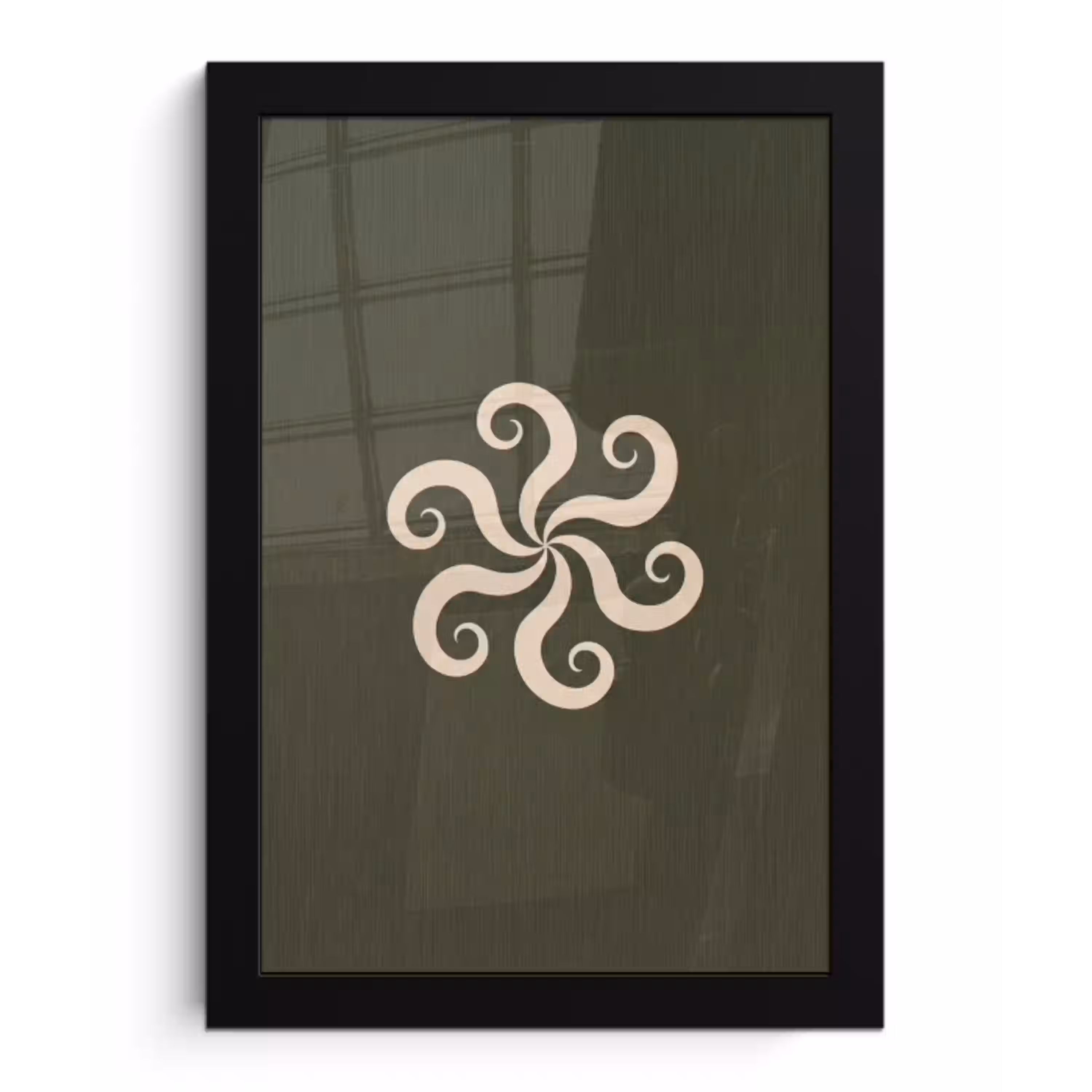 Patroon - Spiraal - Abstract - Modern - Groen fotolijst zwart zonder passe partout klein -3d