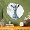 Giraffe - Delfts blauw - Dieren - Minimalistisch Wandcirkel Organisch Aluminium middel -sfeer2