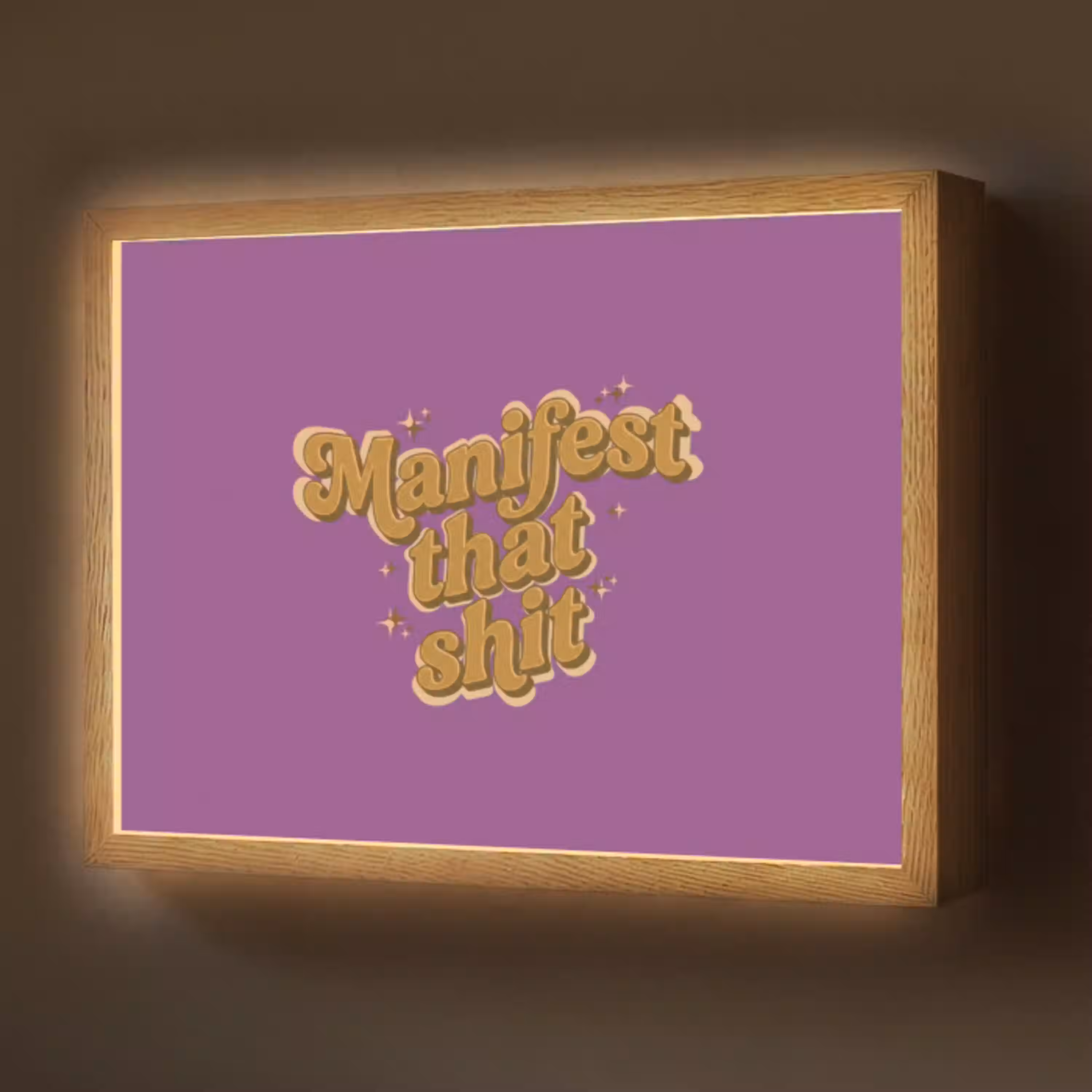 Manifest that shit - Paars - Glitter Light Box met batterij (Wandlamp) middel -z3d_website