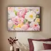 Bloemen - Roze - Botanisch - Kunst - Acrylverf Textielframe zwart klein -sfeer1