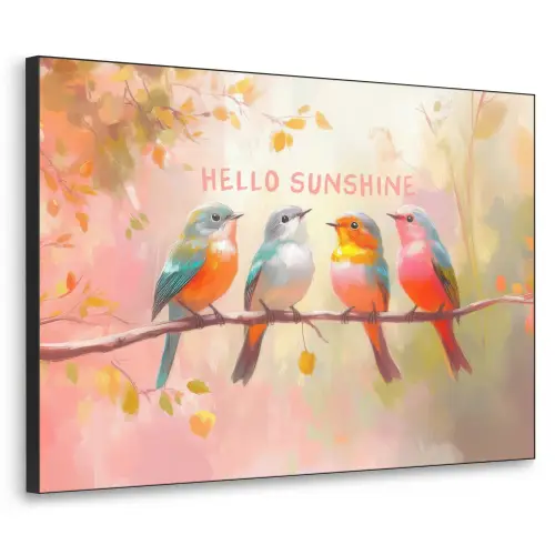 Vogels - Tak - Quote - Roze Textielframe zwart klein -3d