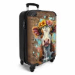 Graffiti koe met kleurrijke bloemen NBS - Handbagage koffer - Unisex middel -productfoto_3d