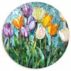 Mozaïek - Veld - Tulpen - Kleurrijk Wandcirkel plexiglas klein -3d