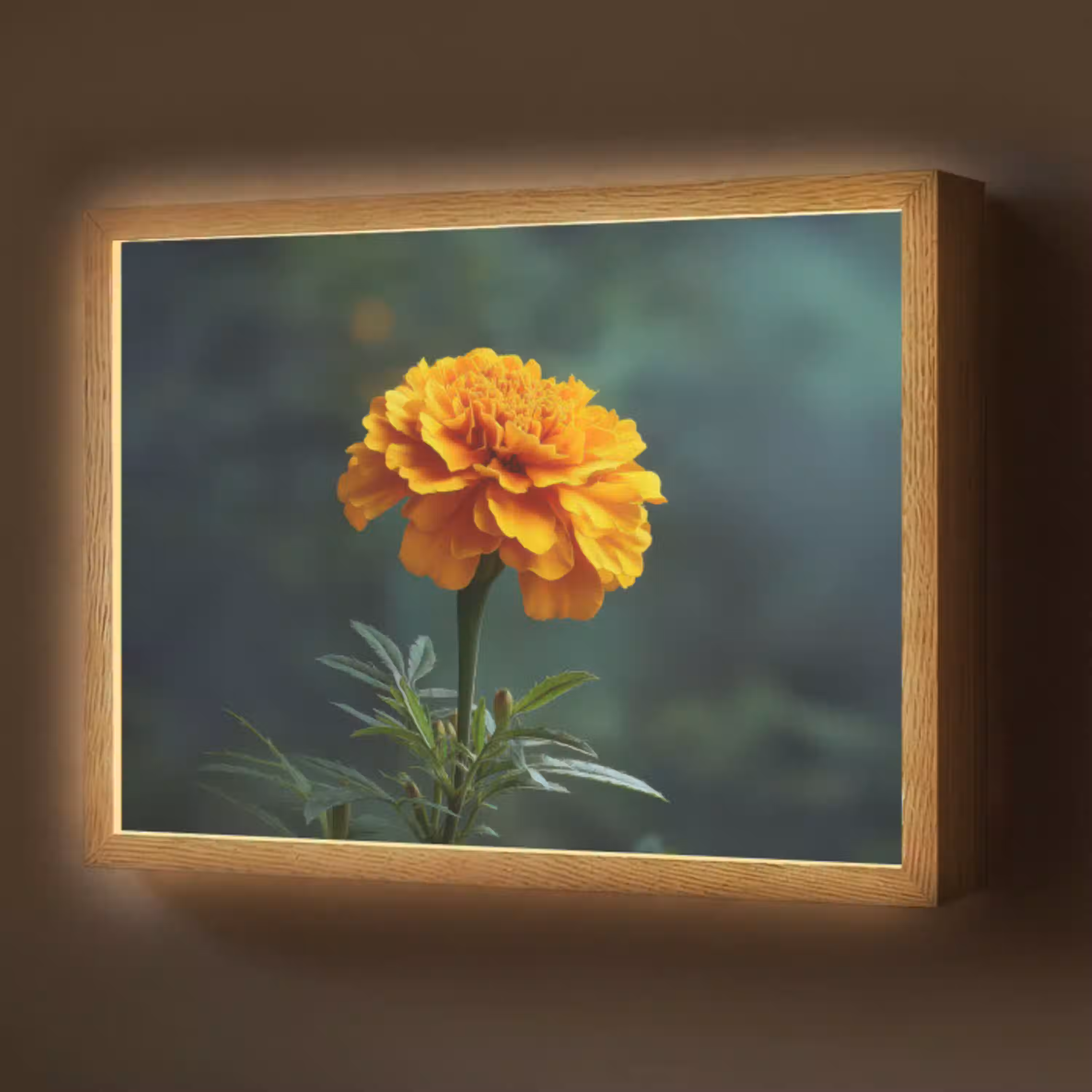 Bloemblaadjes - Afrikaan - Oranje - Wazig Light Box met batterij (Wandlamp) middel -z3d_website