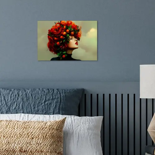 Vrouw - Appels - Rood - Bladeren poster papier klein -sfeer2