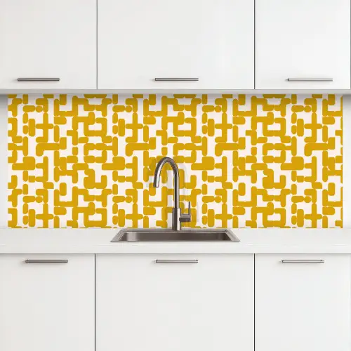 Geel - Beige - Patroon keuken achterwand 2 middel 871 -3d
