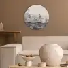 Mistig - Berglandschap - Illustratie Akoestische PET Vilt - Rond klein -sfeer1