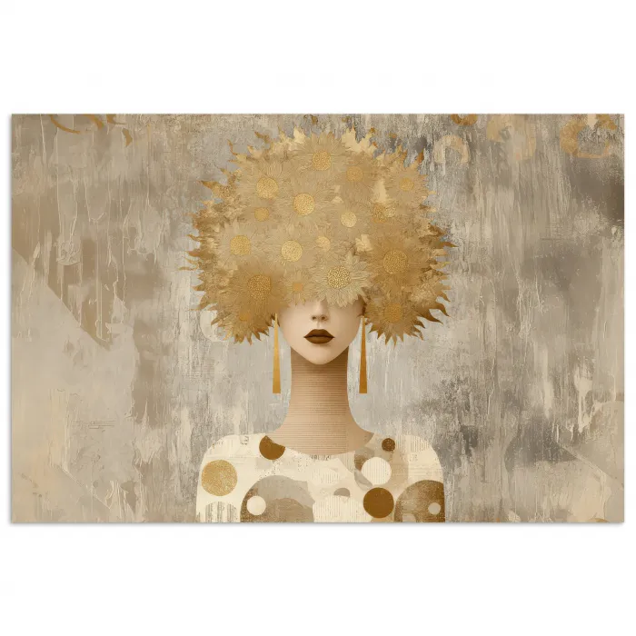 Goud - Portret - Vrouw poster papier klein -3d