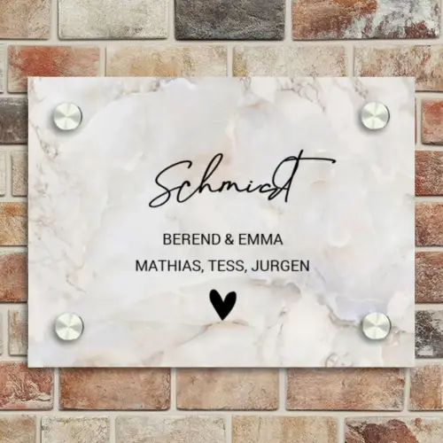 Beige marmer - Sierlijk Naambord Rechthoek middel -sfeer3