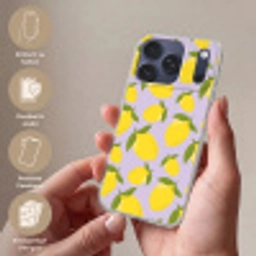 Citroenen patroon - Geel - Paars - Patroon - Vruchten Telefoonhoesje iPhone 17 Pro klein -sfeer3_DE