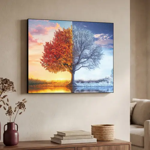 Seizoenen - Kunst - Boom - Herfst - Winter Textielframe zwart klein -sfeer3