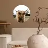Schotse Hooglander -  Koe - Gras - Dieren - Natuur Wandcirkel behangsticker klein -sfeer1