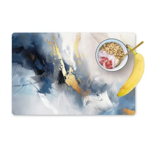 Blauw - Modern - Marmer - Abstract - Goud Placemat vinyl groot -zzzproduct_Kitchenyeah-website