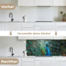 Pauw - Veren - Blauw keuken achterwand 2 middel -voor-na_DE