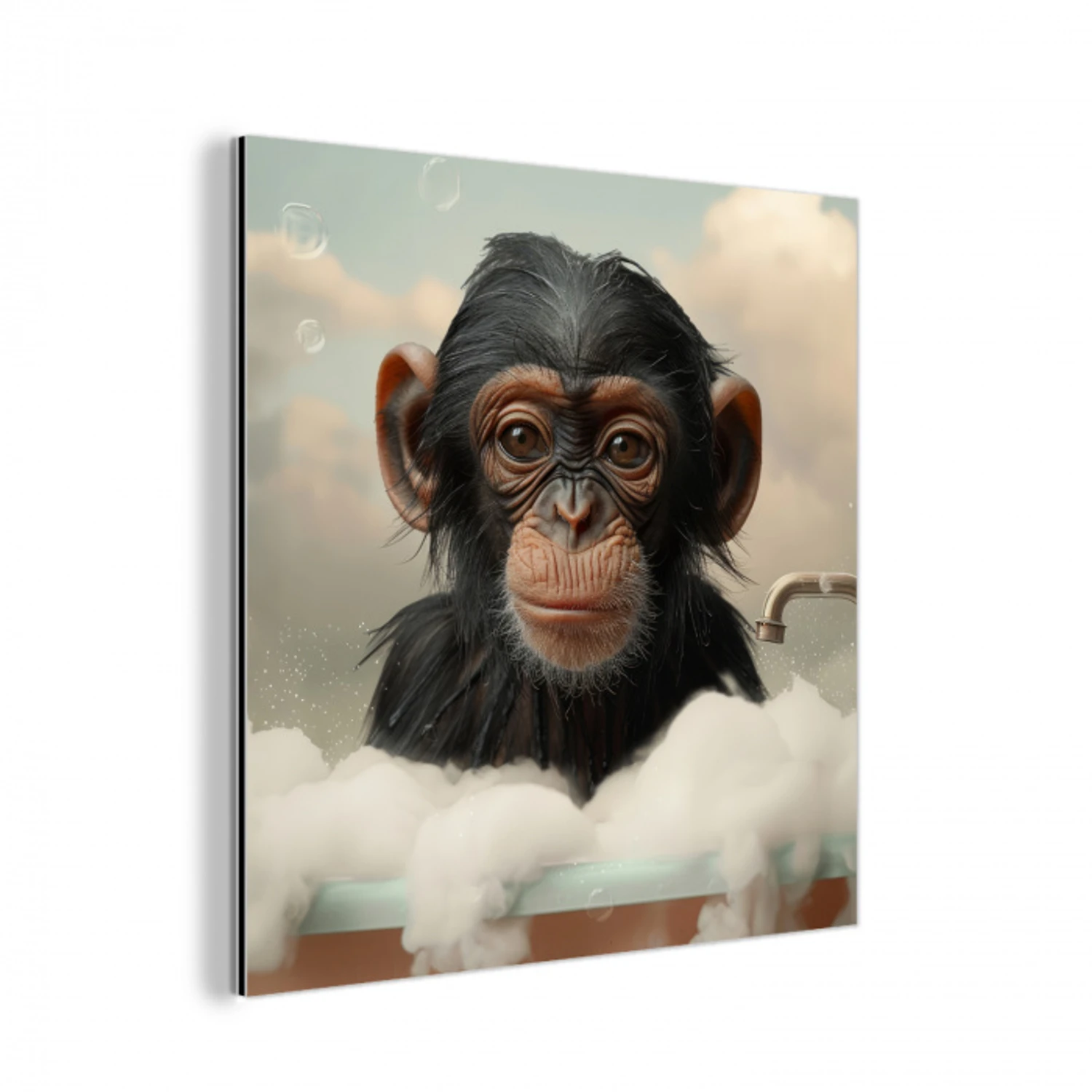 Aap - Dieren - Bad - Schuim aluminium wit klein -3d