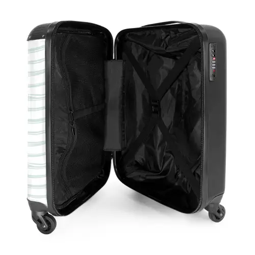 Strepen patroon groen NBS - Handbagage koffer - Kinderen Unisex middel -binnenkant