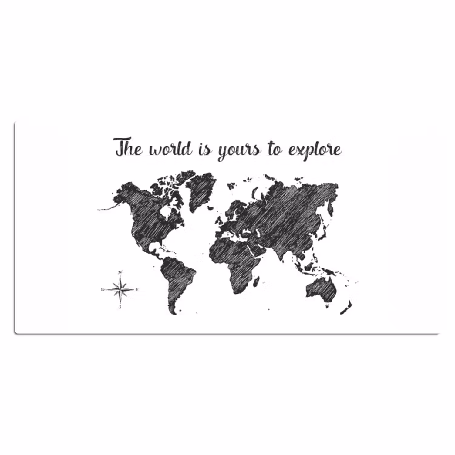 Bureau onderlegger - Wereldkaart - Quote - Zwart - Wit