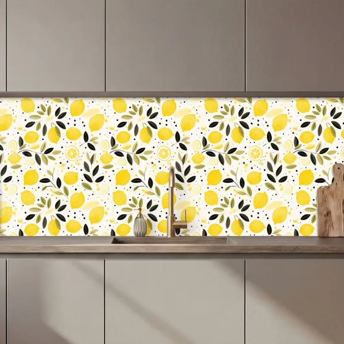 Citroenen - Geel - Wit - Stippen keuken achterwand 2 middel 871 zz_3dshopping