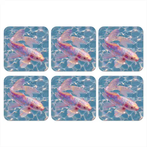 Vis - Water - Blauw - Licht onderzetter kurk middel -3d