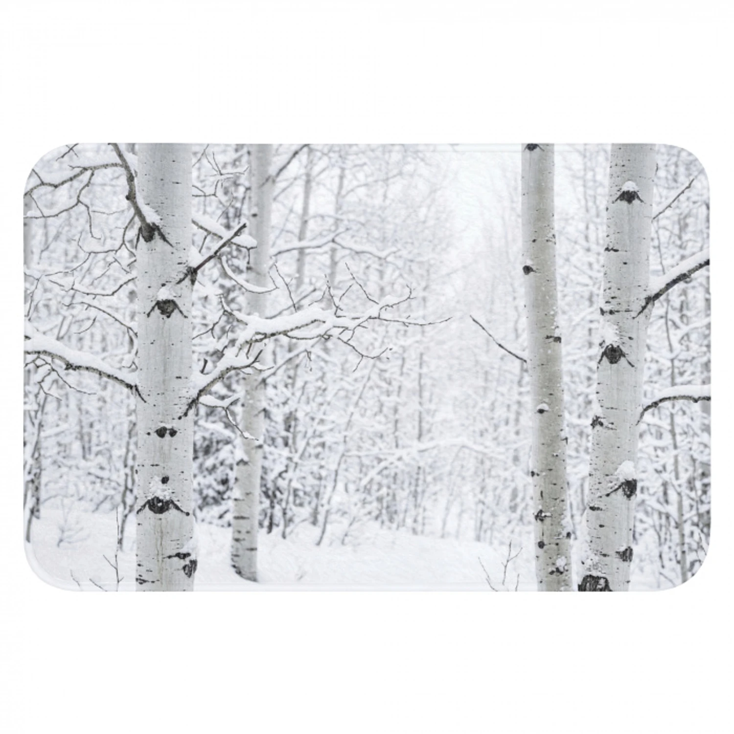 Berkenbomen - Sneeuw - Winter - Bos - Wit Badmat klein -3d