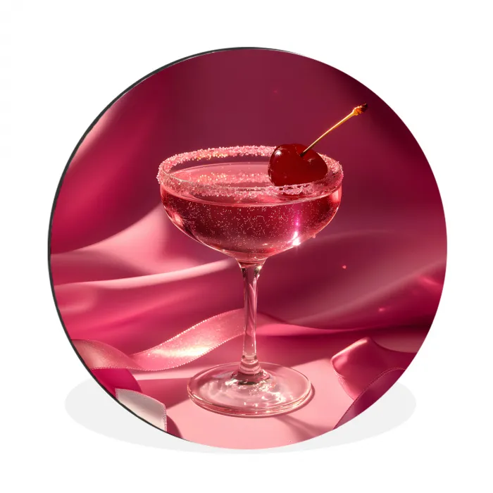Cocktail - Pink - Luxe Wandcirkel aluminium klein -3d
