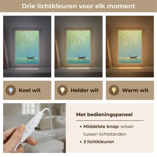 Bootje - Water - Bladeren - Bloesems Light Box met kabel (Tafellamp) klein -USP_lichtkleurNL