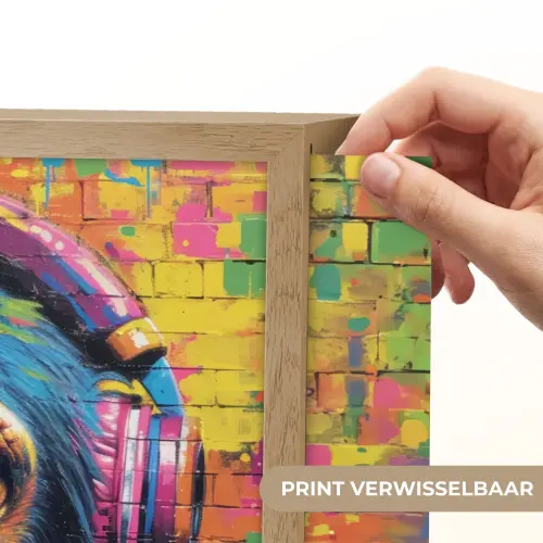 Graffiti - Chimpansee - Street art - Koptelefoon - Aap Light Box met batterij (Wandlamp) middel -USP_websiteprintNL