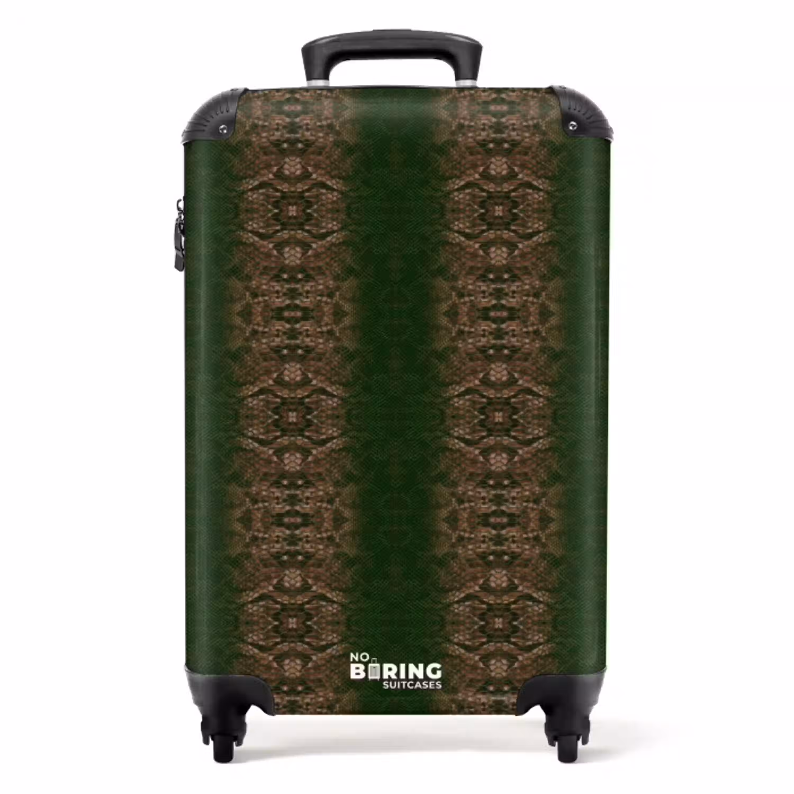 Donkerbruin slangenhuid met symmetrische schubstructuur NBS - Handbagage koffer - Volwassenen Unisex middel -productfoto_recht