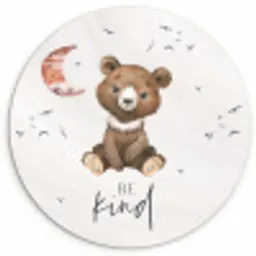 Spreuken - Be kind - Kinderen - Teddybeer - Waterverf Wandcirkel kunststof plaat 5mm dik klein -3d