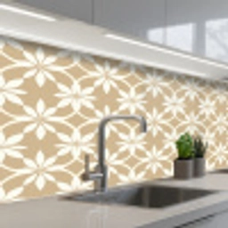 Bloemen - Patroon - Beige keuken achterwand 2 middel 871 -3d_schuin