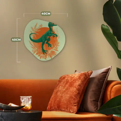 Dinosaurus - Groen - Planten - Cirkel Wandcirkel Organisch Forex 3mm klein -sfeer3