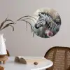 Zebra - Wilde dieren - Vlinder - Bloemen Wandcirkel behangsticker klein -sfeer3