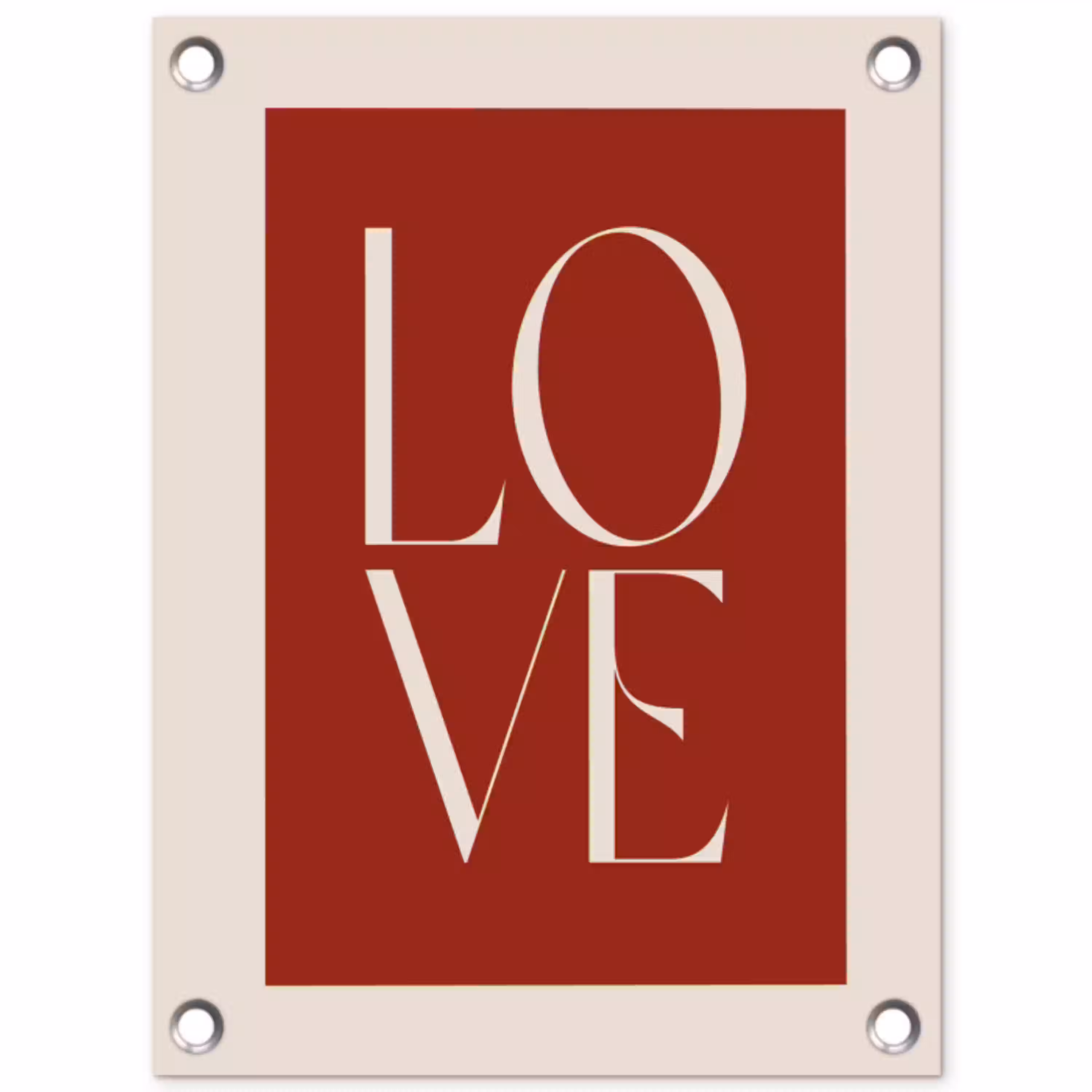 Love - Rood - Minimalistisch tuinposter los doek klein -3d