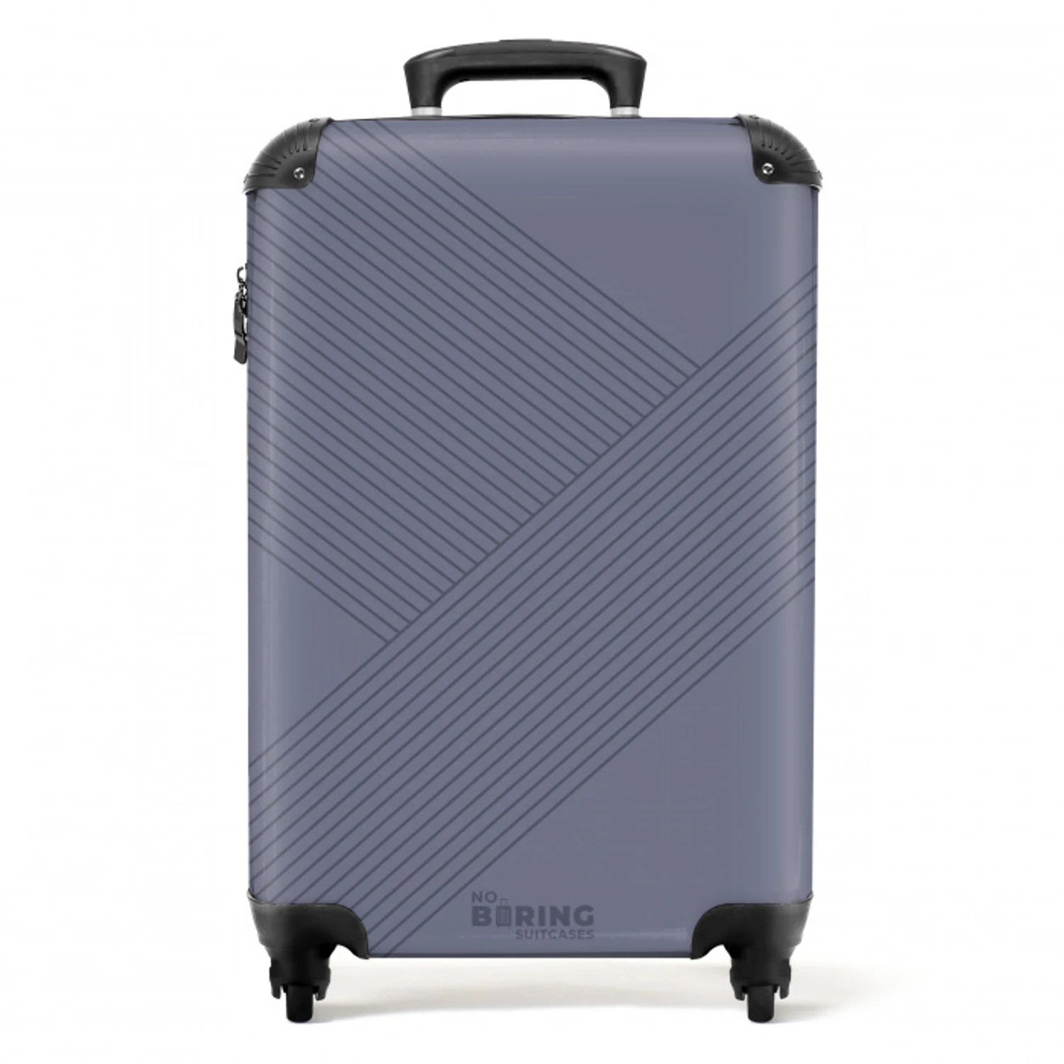 Minimal - Kruisende lijnen op grijsblauw NBS - Handbagage koffer - Unisex middel -productfoto_recht