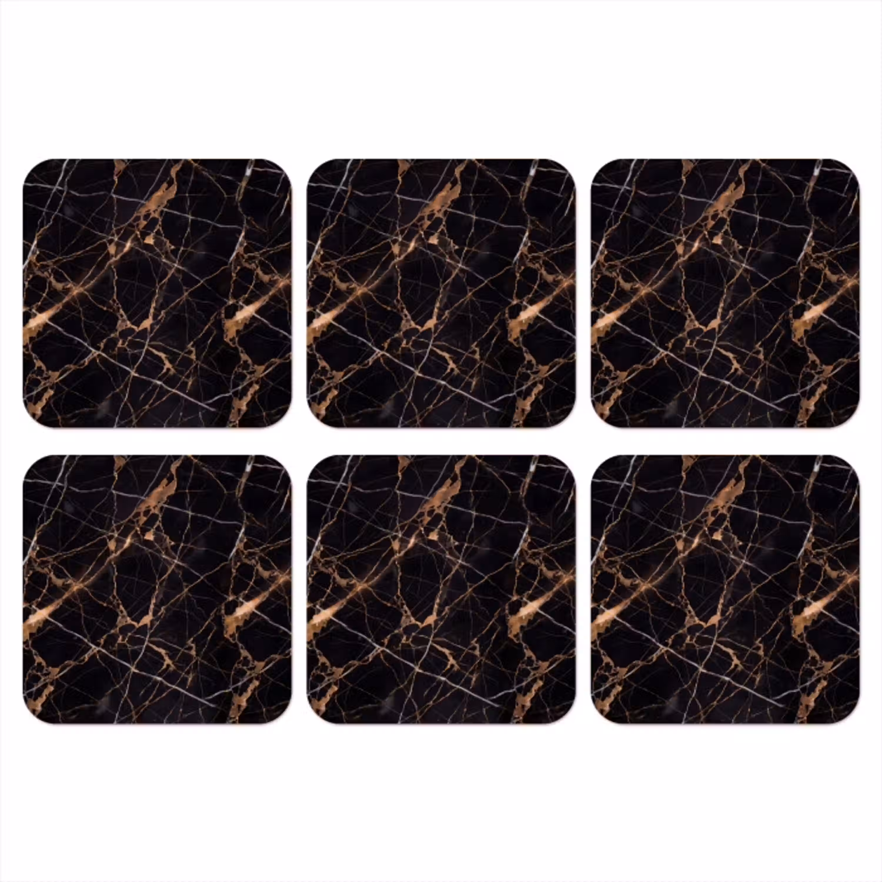 Marmer - Goud - Abstract - Zwart onderzetter kurk middel -3d