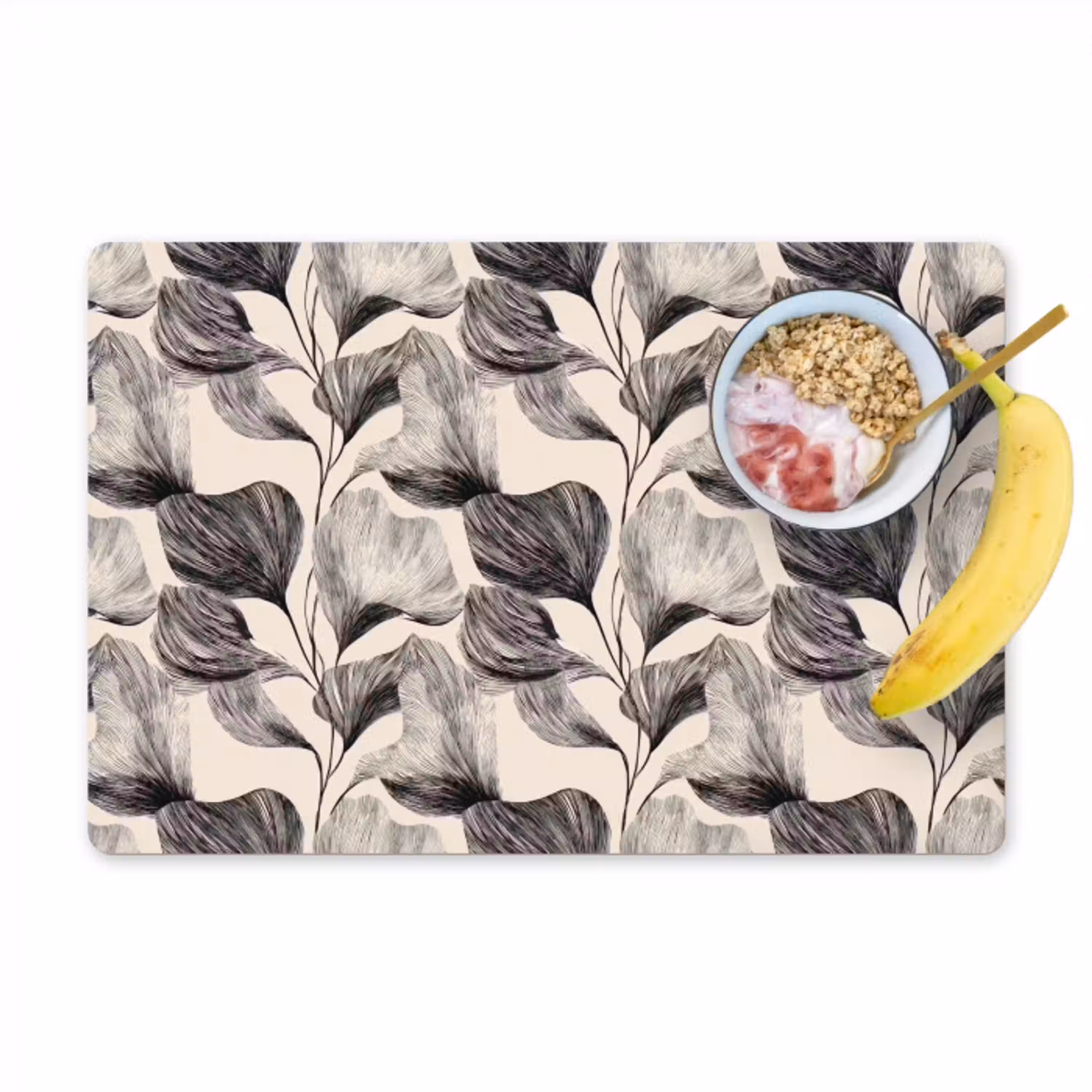 Botanisch - Bladeren - Zwart Placemat vinyl groot 368 -zzzproduct_Kitchenyeah-website