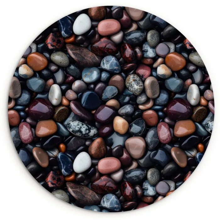 Donker - Kiezels - Glans Wandcirkel kunststof plaat 5mm dik klein 188 -3d