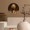 Leeuw - Geschilderd - Abstract - Goud Wandcirkel kunststof plaat 5mm dik klein -sfeer1
