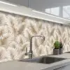Botanisch - Patroon - Beige keuken achterwand 2 middel 871 -3d_schuin