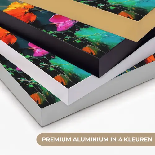 Felgekleurd - Bloemblaadjes - Abstract Textielframe zwart klein -USP_kleurenNL